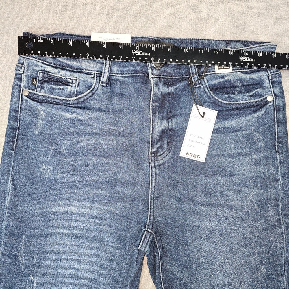 Judy Blue Womens XL Shorts High Rise Distressed Raw Hem Denim Cuttoff Stretchy - Picture 10 of 16